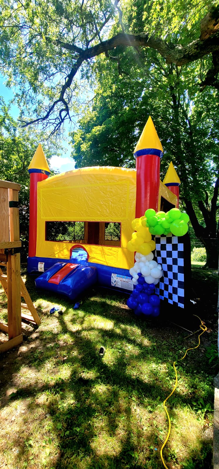 Modular Bouncy Castle setup in backyard