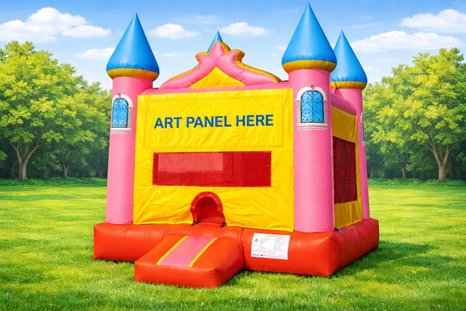 Castle bouncy house at a birthday