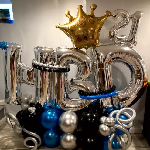 Custom number balloon arrangement