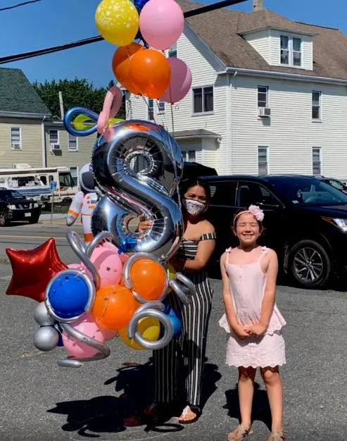 Floral themed balloon centerpiece