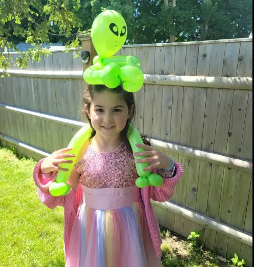 Balloon dog and flowers